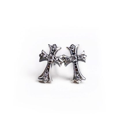Chrome Hearts Cross Baby Fat Stud Pierce with Pavé Diamond