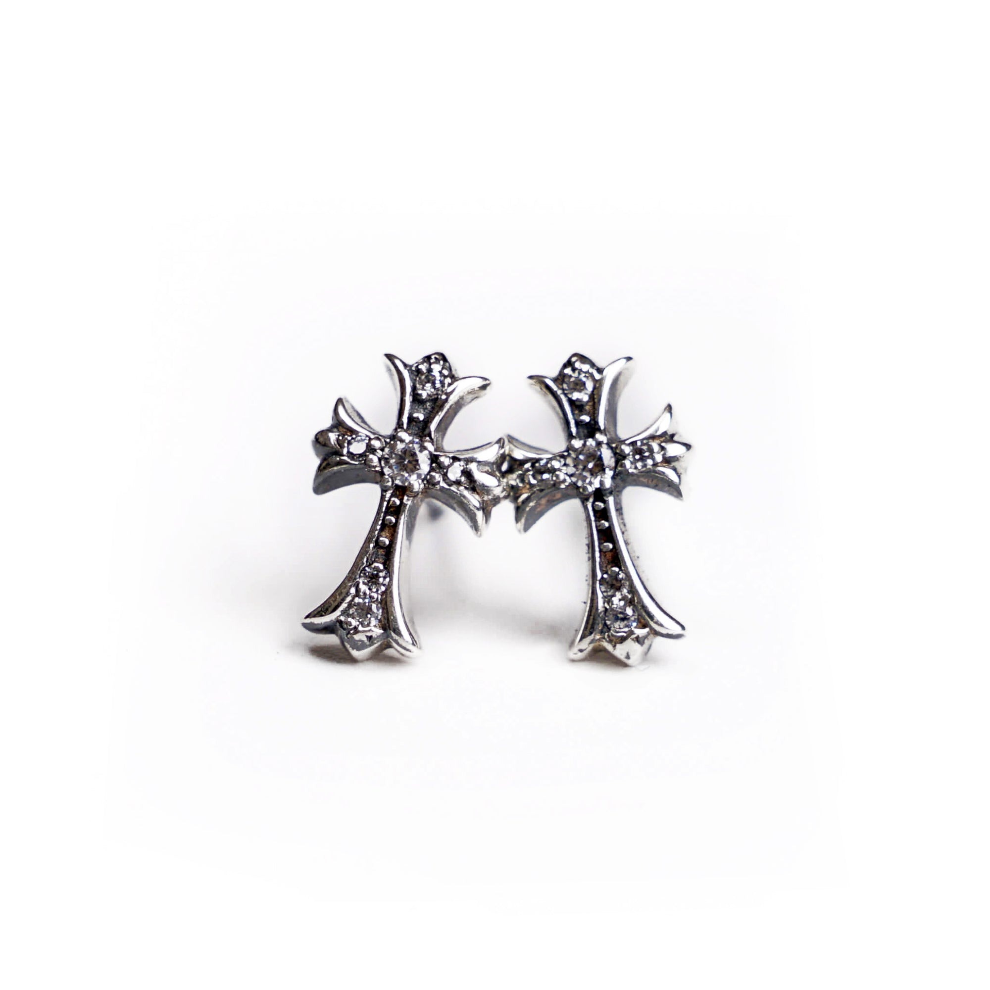 Chrome Hearts Cross Baby Fat Stud Pierce with Pavé Diamond