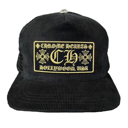 Chrome Hearts Hollywood Corduroy Trucker Hat – Black/Gold