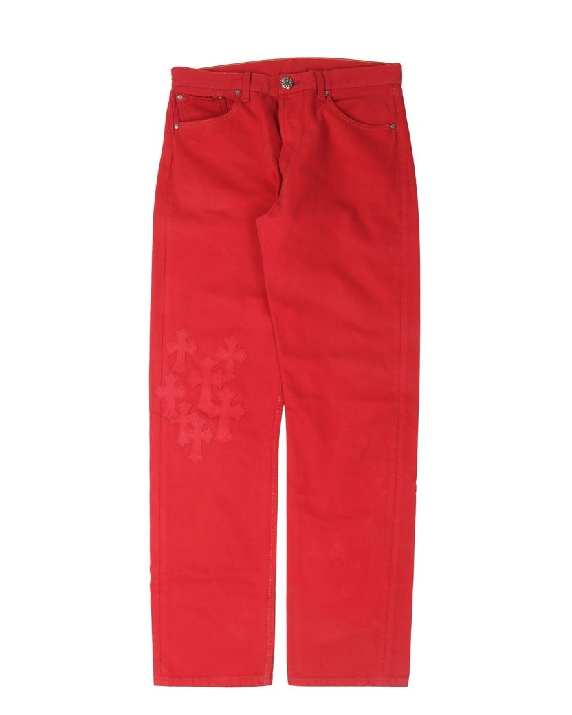 Chrome Hearts Levi’s Cross Patch Jeans – Red