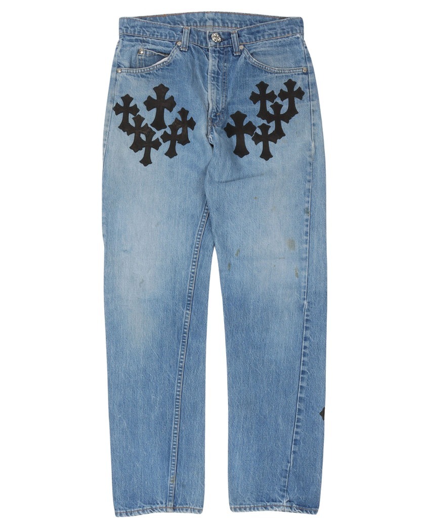 Blue Chrome Hearts Levi’s Cross Patch Jeans